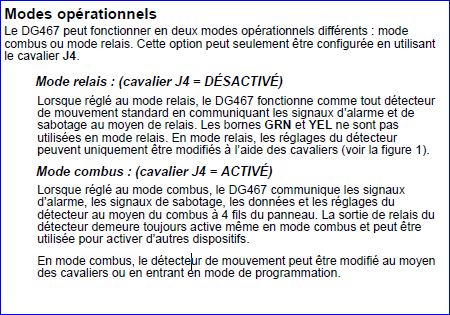 Raccordement détecteur DG467